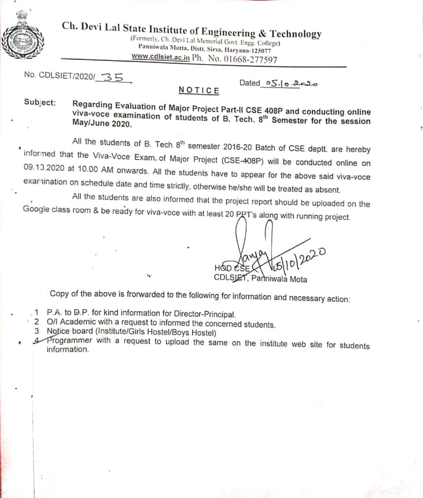 35 Online Degree Examination May June 2020 Background